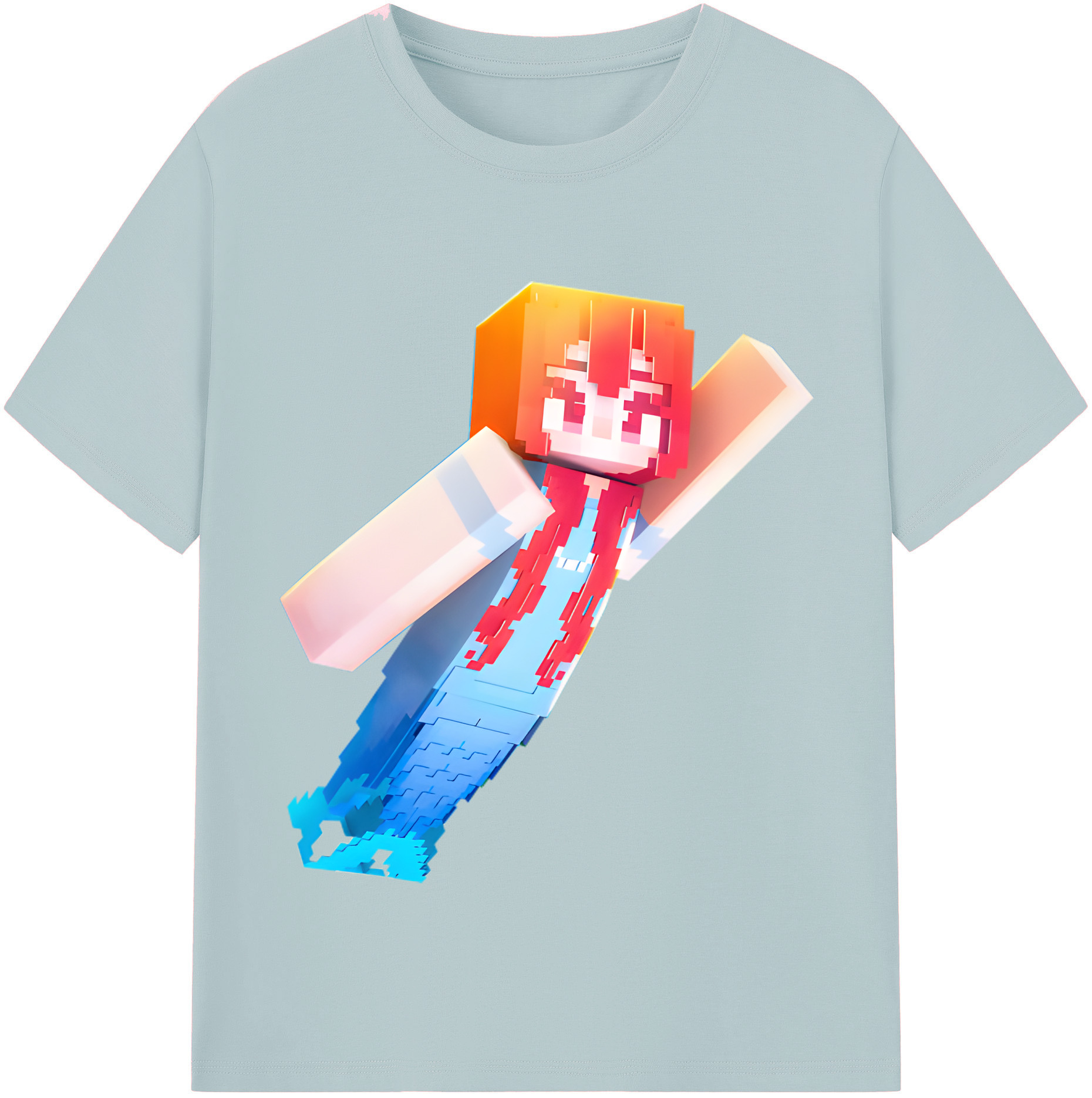 （画像用） マインクラフト ブロックの世界 Minecraft MC Block world 綿100％半袖Tシャツ（フロントプリント）